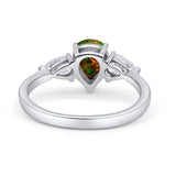 Three Stone Teardrop Pear Art Deco Wedding Engagement Ring 925 Sterling Silver