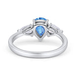 Three Stone Teardrop Pear Art Deco Wedding Engagement Ring 925 Sterling Silver