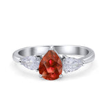 Three Stone Teardrop Pear Art Deco Wedding Engagement Ring 925 Sterling Silver