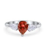 Three Stone Teardrop Pear Art Deco Wedding Engagement Ring 925 Sterling Silver