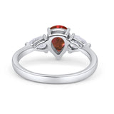 Three Stone Teardrop Pear Art Deco Wedding Engagement Ring 925 Sterling Silver