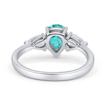 Three Stone Teardrop Pear Art Deco Wedding Engagement Ring 925 Sterling Silver
