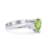 Three Stone Teardrop Pear Art Deco Wedding Engagement Ring 925 Sterling Silver
