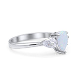 Three Stone Teardrop Pear Art Deco Wedding Engagement Ring 925 Sterling Silver