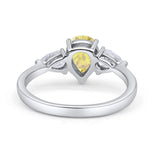 Three Stone Teardrop Pear Art Deco Wedding Engagement Ring 925 Sterling Silver
