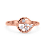Fashionable Universe Cute Moon Engagement Wedding Round Simulated Cubic Zirconia 925 Sterling Silver