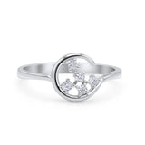 Fashionable Universe Cute Moon Engagement Wedding Round Simulated Cubic Zirconia 925 Sterling Silver