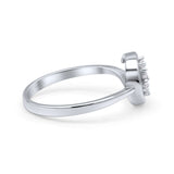 Fashionable Universe Cute Moon Engagement Wedding Round Simulated Cubic Zirconia 925 Sterling Silver