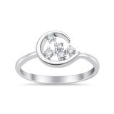 Fashionable Universe Cute Moon Engagement Wedding Round Simulated Cubic Zirconia 925 Sterling Silver