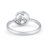 Fashionable Universe Cute Moon Engagement Wedding Round Simulated Cubic Zirconia 925 Sterling Silver