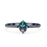 Art Deco Oval Simulated Cubic Zirconia Wedding Engagement Ring Solid 925 Sterling Silver