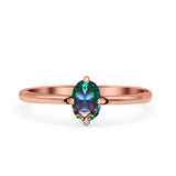 Art Deco Oval Simulated Cubic Zirconia Wedding Engagement Ring Solid 925 Sterling Silver