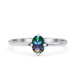 Art Deco Oval Simulated Cubic Zirconia Wedding Engagement Ring Solid 925 Sterling Silver