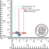 Thumb Ring Round Oxidized  Lab Created Opal 925 Sterling Silver