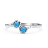 Thumb Ring Round Oxidized  Lab Created Opal 925 Sterling Silver