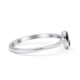 Thumb Ring Round Oxidized  Lab Created Opal 925 Sterling Silver
