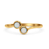 Thumb Ring Round Oxidized  Lab Created Opal 925 Sterling Silver