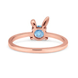 Art Deco Bunny Rabbit Round Thumb Ring Fashion Oxidized Lab Created Opal Solid 925 Sterling Silver