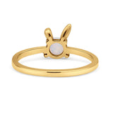 Art Deco Bunny Rabbit Round Thumb Ring Fashion Oxidized Lab Created Opal Solid 925 Sterling Silver
