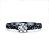 Art Deco Vintage Style Thumb Ring Statement Fashion Oxidized Round Solid 925 Sterling Silver