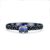 Art Deco Vintage Style Thumb Ring Statement Fashion Oxidized Round Solid 925 Sterling Silver