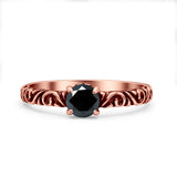 Art Deco Vintage Style Thumb Ring Statement Fashion Oxidized Round Solid 925 Sterling Silver