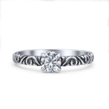 Art Deco Vintage Style Thumb Ring Statement Fashion Oxidized Round Solid 925 Sterling Silver