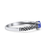 Art Deco Vintage Style Thumb Ring Statement Fashion Oxidized Round Solid 925 Sterling Silver