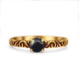 Art Deco Vintage Style Thumb Ring Statement Fashion Oxidized Round Solid 925 Sterling Silver