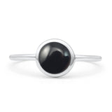 Oxidized Statement Fashion Round Petite Dainty Thumb Ring Lab Created Opal Solid 925 Sterling Silver