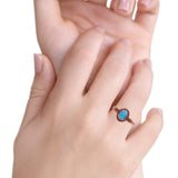 Oxidized Petite Oval Lab Created Opal Ring 925 Sterling Silver