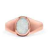 Oval Signet Ring Lab Created Gemstone 925 Sterling Silver