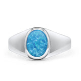 Oval Signet Ring Lab Created Gemstone 925 Sterling Silver