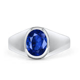 Petite Dainty Statement Fashion Oval Thumb Ring Lab Created Opal Solid 925 Sterling Silver