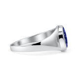Petite Dainty Statement Fashion Oval Thumb Ring Lab Created Opal Solid 925 Sterling Silver