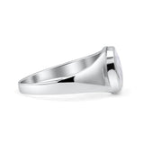 Petite Dainty Statement Fashion Oval Thumb Ring Lab Created Opal Solid 925 Sterling Silver