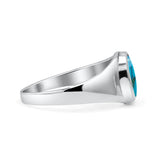 Oval Signet Ring Lab Created Gemstone 925 Sterling Silver