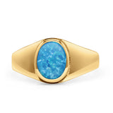 Oval Signet Ring Lab Created Gemstone 925 Sterling Silver