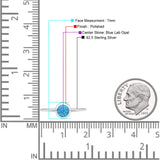 Round Statement Fashion Petite Dainty Thumb Ring Lab Created Opal Solid 925 Sterling Silver