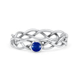 Infinity X Cross Weave Entangle Round Statement Fashion Ring Lab Created Opal Solid 925 Sterling Silver