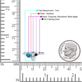 Three-Stone Lab Created Opal Ring 925 Sterling Silver