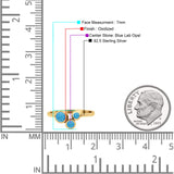 Three-Stone Lab Created Opal Ring 925 Sterling Silver