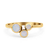 Three-Stone Lab Created Opal Ring 925 Sterling Silver