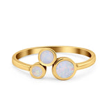 Three-Stone Lab Created Opal Ring 925 Sterling Silver