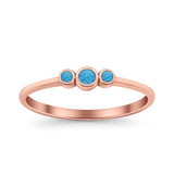 Three Stone Petite Dainty Thumb Fashion Ring Lab Created Opal Solid 925 Sterling Silver