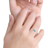 Three Stone Petite Dainty Thumb Fashion Ring Lab Created Opal Solid 925 Sterling Silver