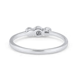 Three Stone Petite Dainty Thumb Fashion Ring Lab Created Opal Solid 925 Sterling Silver