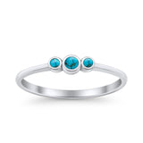 Three Stone Petite Dainty Thumb Fashion Ring Lab Created Opal Solid 925 Sterling Silver