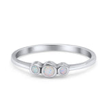 Three Stone Petite Dainty Thumb Fashion Ring Lab Created Opal Solid 925 Sterling Silver