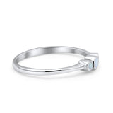 Three Stone Petite Dainty Thumb Fashion Ring Lab Created Opal Solid 925 Sterling Silver